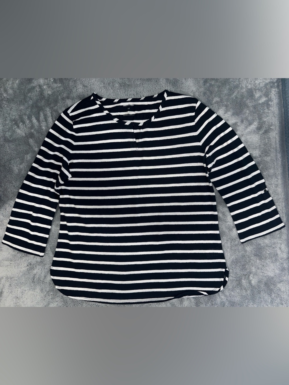 Van Heusen Navy and White Striped Crewneck Shirt